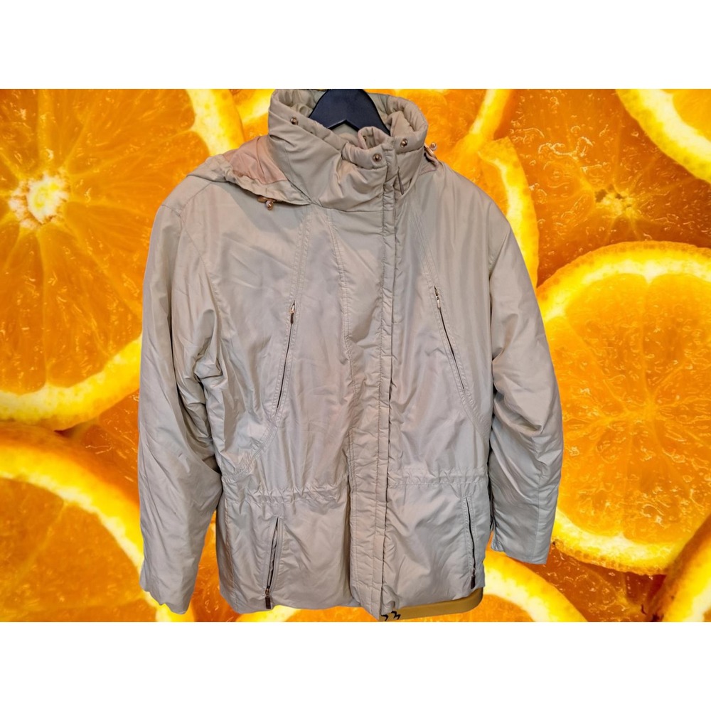 Obermeyer Resort Octavia Beige Insulated Ski Jacket Women Size 12 Hooded 06185